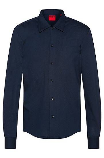 Slim-fit shirt in cotton jersey piqué