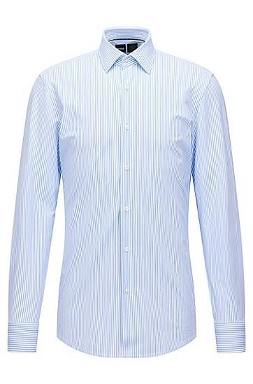 Slim-fit shirt in striped performance-stretch jersey