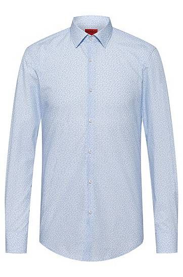 Slim-fit shirt in micro-printed cotton canvas