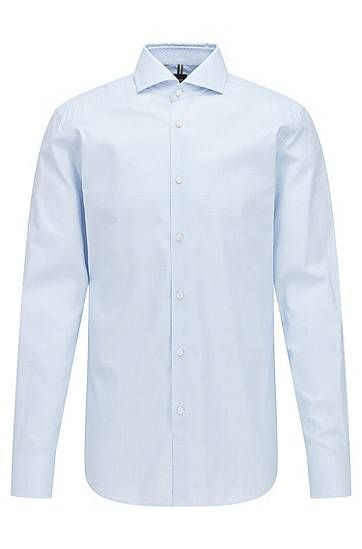 Slim-fit shirt in structured natural-stretch cotton