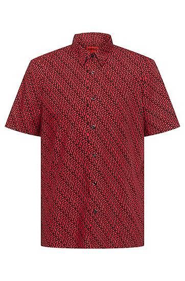 Relaxed-fit shirt in logo-print paper-touch cotton