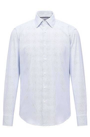 Regular-fit shirt in printed performance-stretch twill