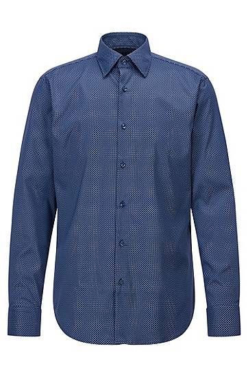 Regular-fit shirt in printed performance-stretch twill