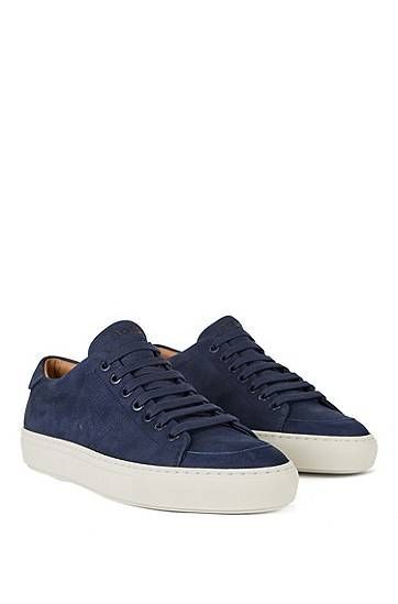 Low-top trainers in nubuck leather with 'B' detail