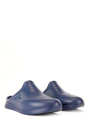 Rubberised slip-on sandals with embossed logo