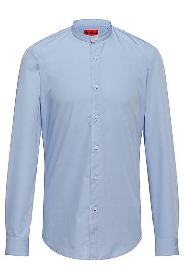 Easy-iron slim-fit shirt with stand collar