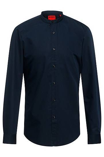 Easy-iron slim-fit shirt with stand collar