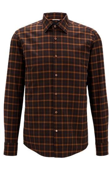 Slim-fit shirt in checked stretch cotton