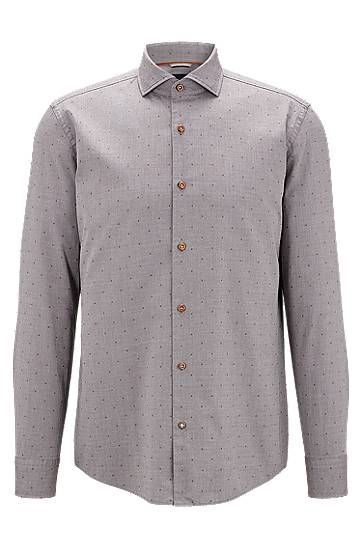 Casual-fit shirt in washed cotton fil-coupé