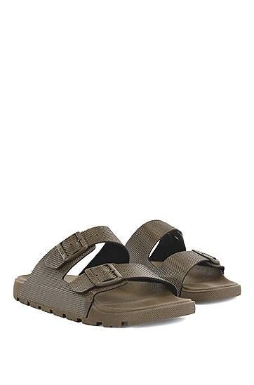 Twin-strap sandals with structured uppers