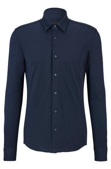 Slim-fit shirt in performance-stretch piqué