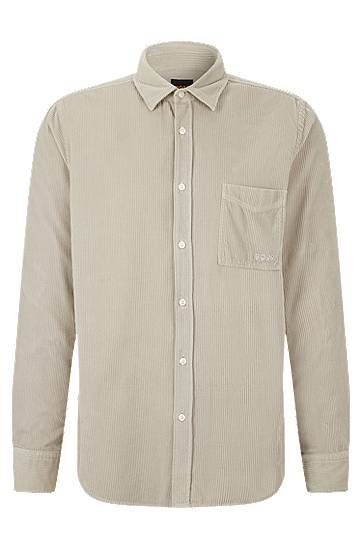 Regular-fit shirt in cotton corduroy