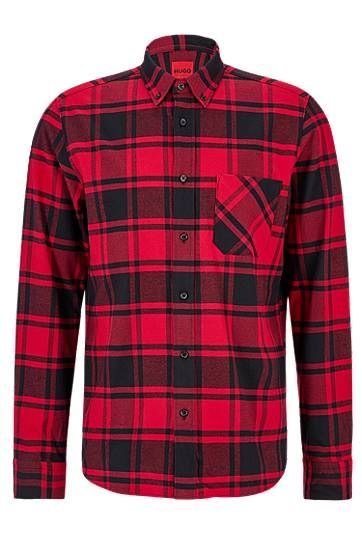 Relaxed-fit button-down shirt in checked cotton flannel