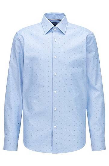 Regular-fit shirt in micro fil-coupé stretch cotton