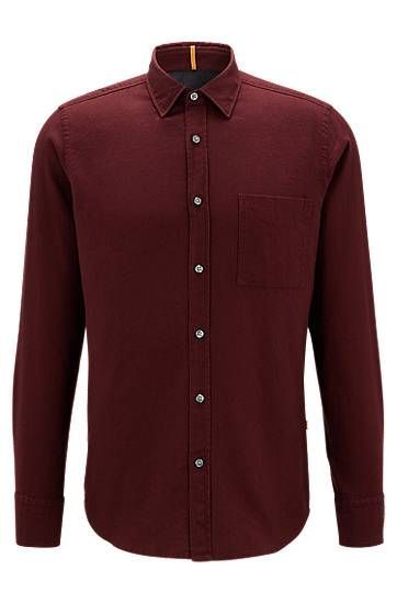 Regular-fit shirt in organic-cotton flannel