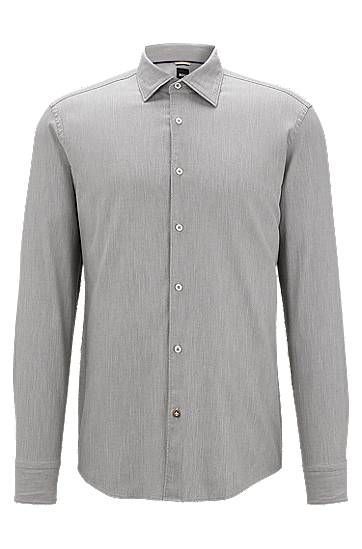 Casual-fit shirt in micro-structured stretch cotton