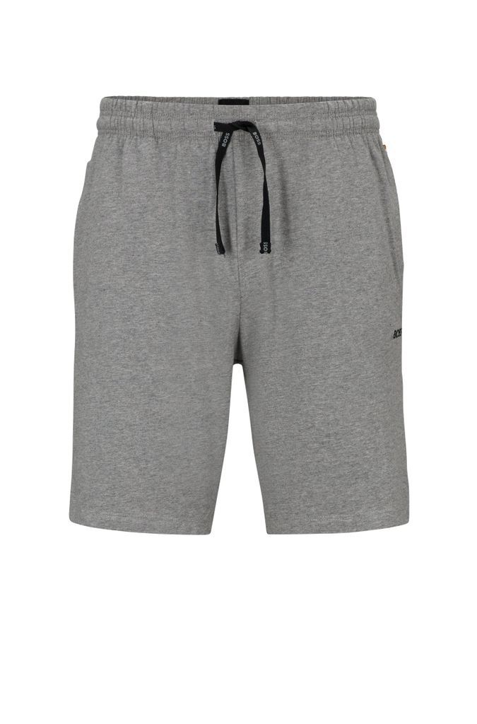 Stretch-cotton shorts with contrast logo and drawcord