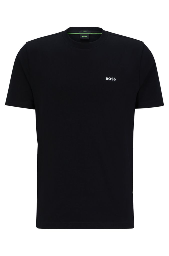 Stretch-cotton T-shirt with contrast logo