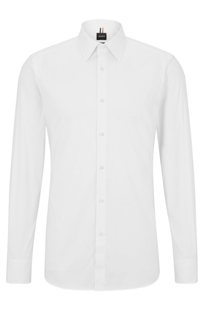 Slim-fit shirt in cotton-blend poplin