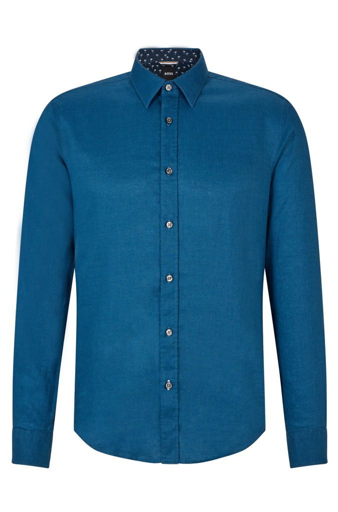 Slim-fit shirt in washed stretch linen