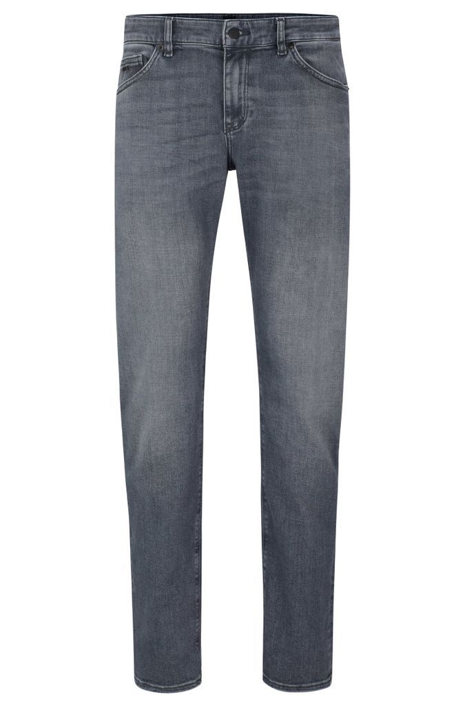 Regular-fit jeans in grey Italian soft-touch denim