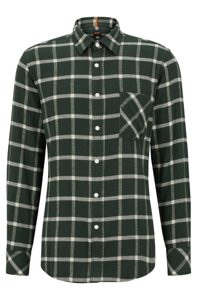 Regular-fit shirt in checked cotton flannel