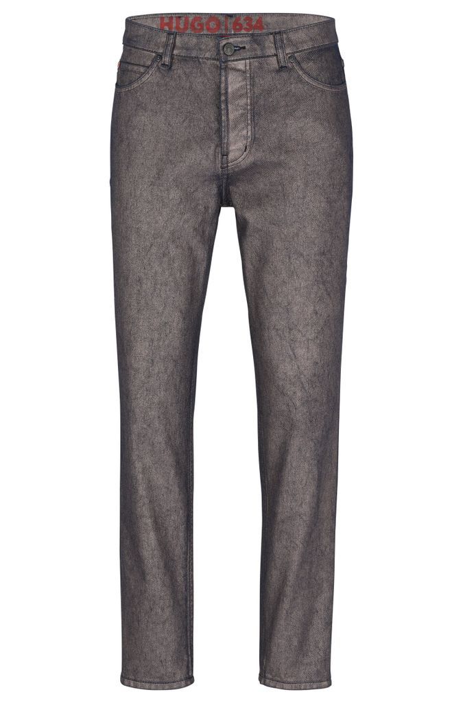 Tapered-fit jeans in metallic-effect denim