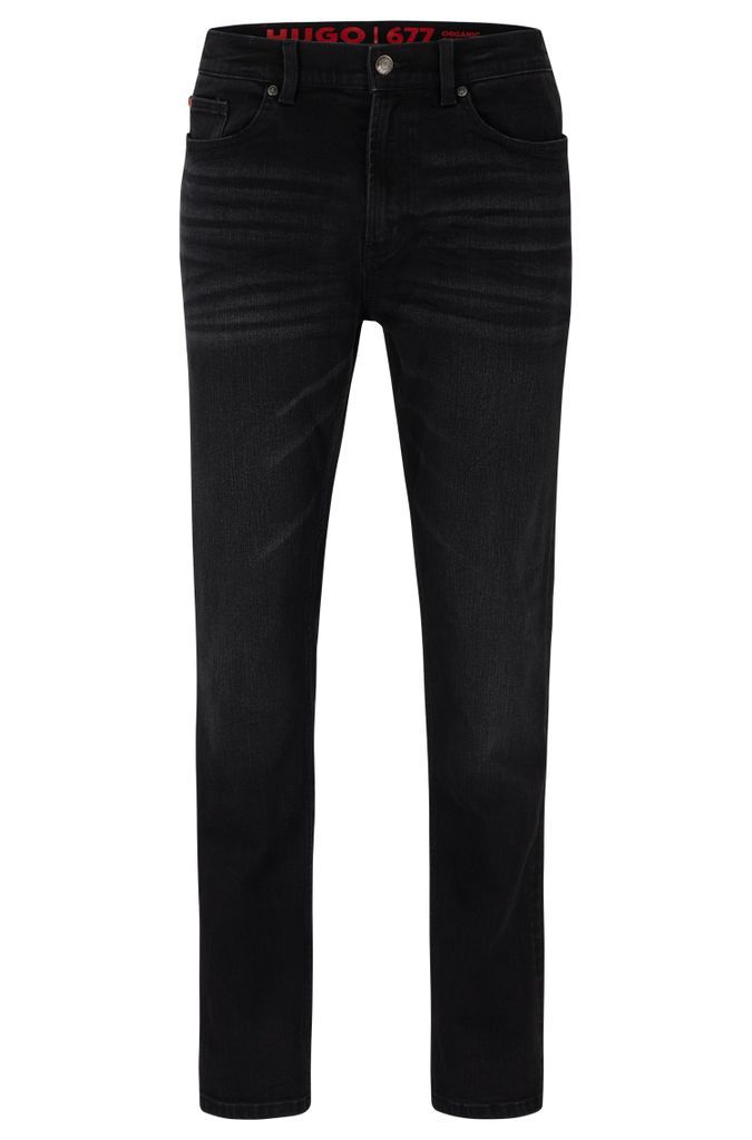 Regular-fit jeans in black comfort-stretch denim