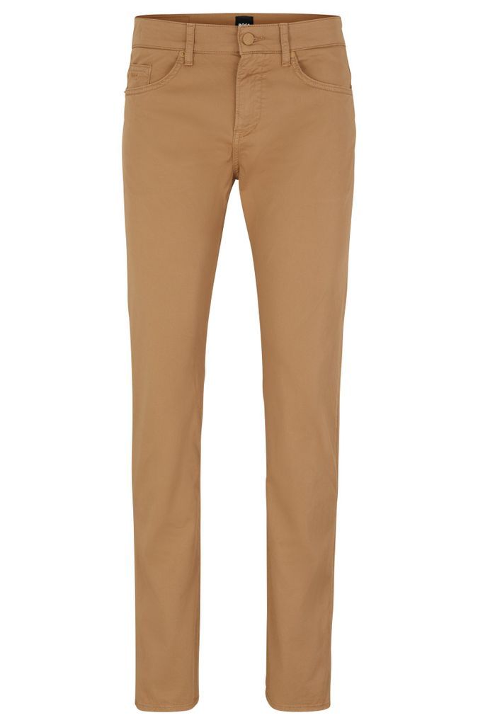 Slim-fit trousers in paper-touch stretch-cotton gabardine