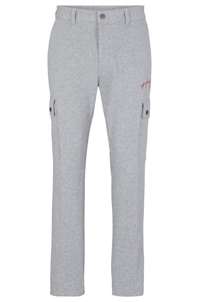 Slim-fit cotton-blend trousers with handwritten logo