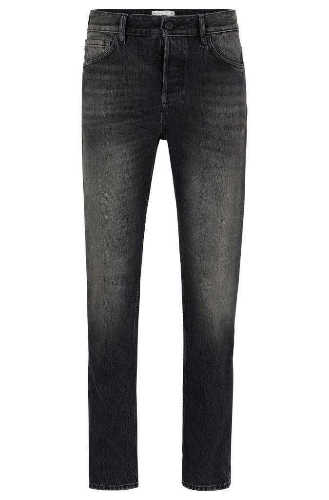 Tapered-fit jeans in black Japanese selvedge denim