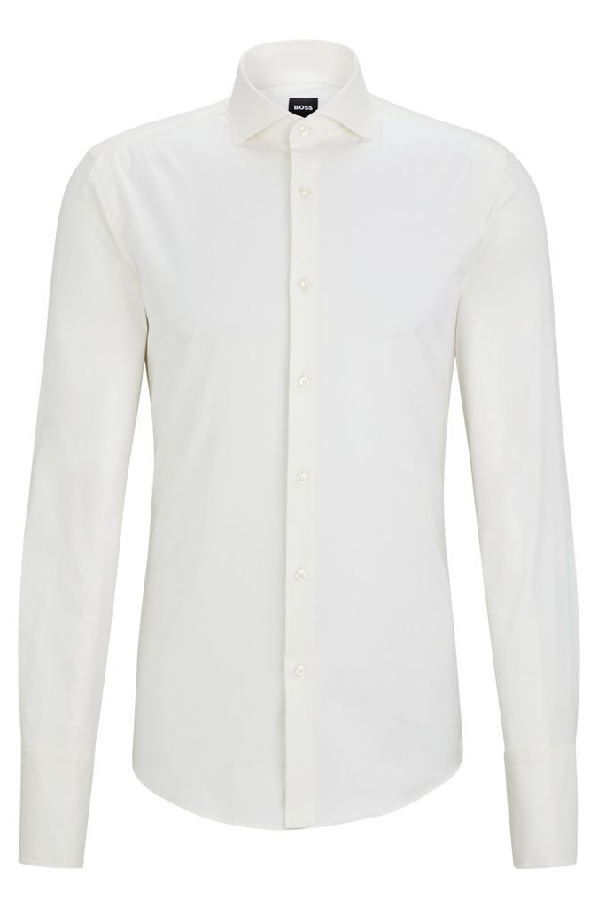 Slim-fit shirt in stretch cotton with double cuffs