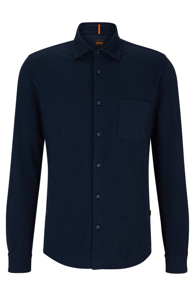 Garment-dyed slim-fit shirt in cotton jersey