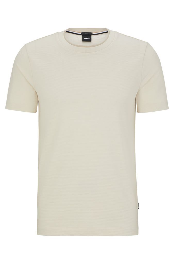 Slim-fit T-shirt in structured cotton with double collar