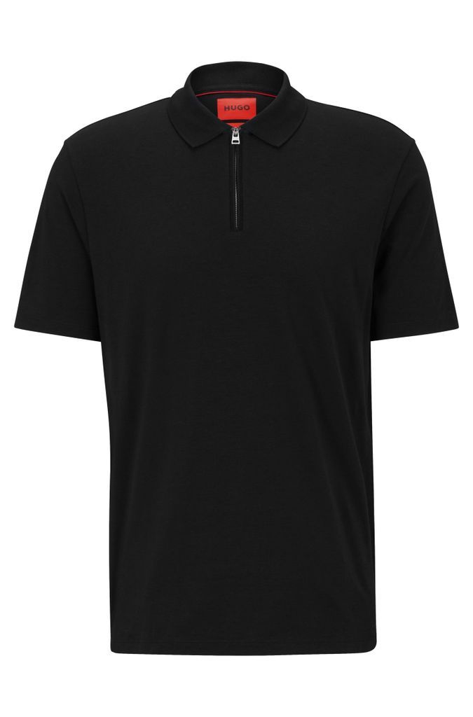 Cotton-blend polo shirt with zip placket