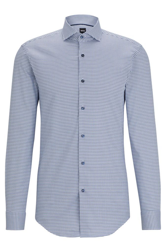 Slim-fit shirt in micro-structured stretch cotton