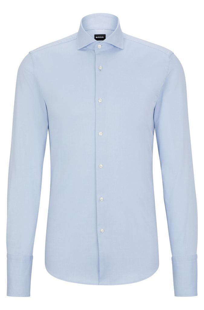 Slim-fit shirt in structured stretch cotton