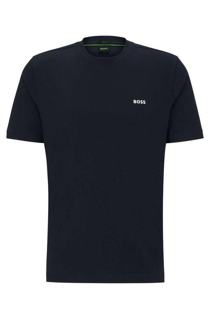 Stretch-cotton T-shirt with contrast logo