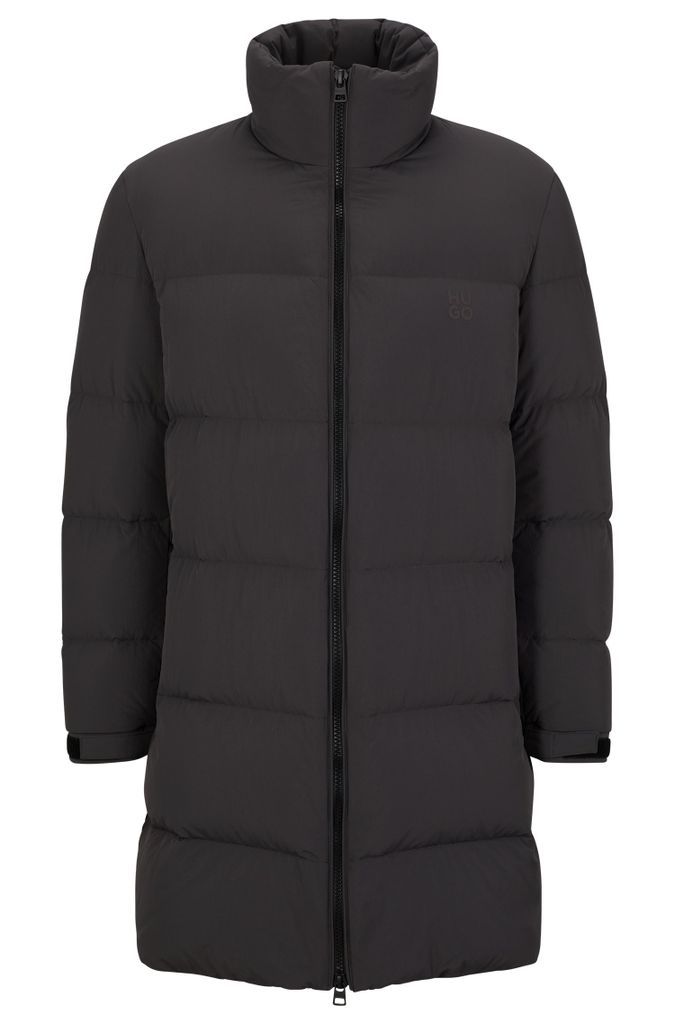 Water-repellent puffer coat with stacked logo
