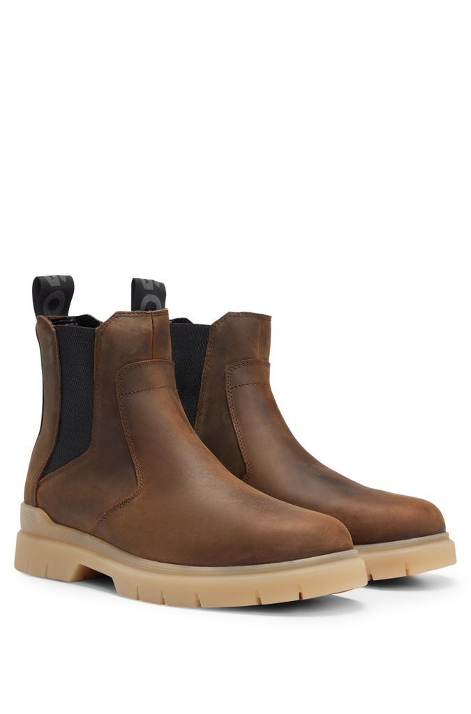 Leather Chelsea boots with logo-tape trim