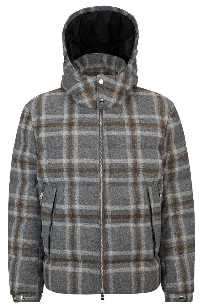 Down jacket with checked pattern