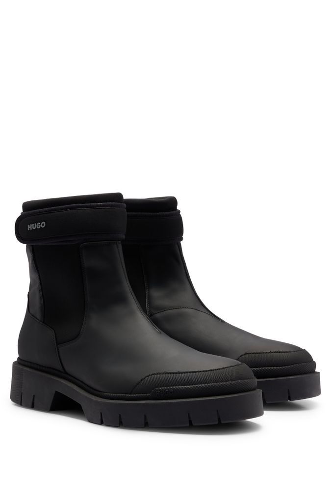 Logo-strap Chelsea boots in rubberised leather