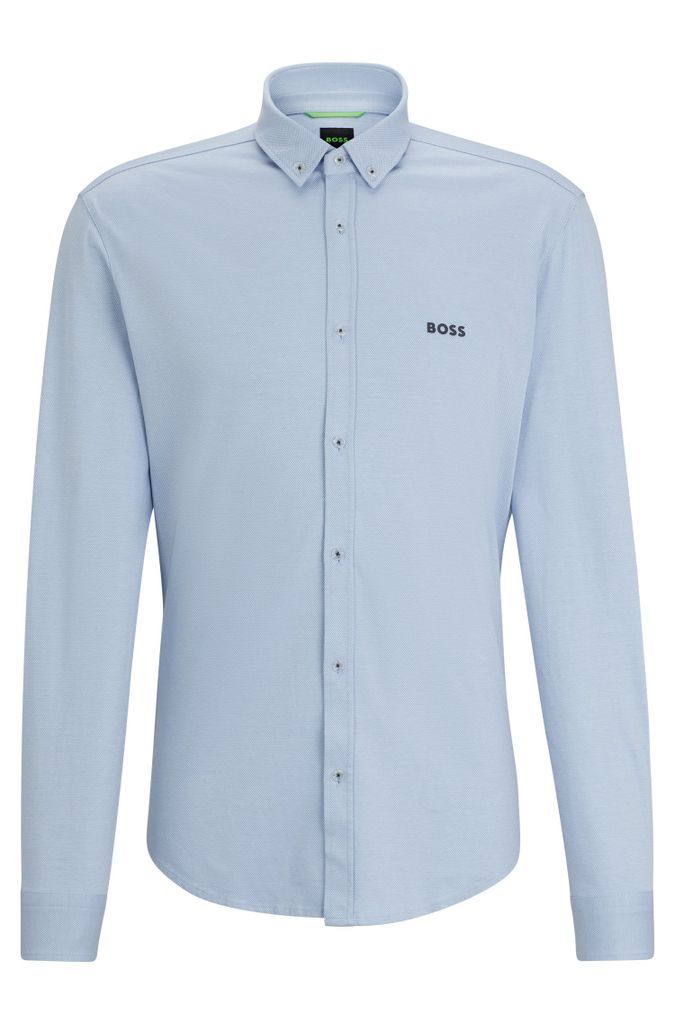Button-down regular-fit shirt in cotton jersey