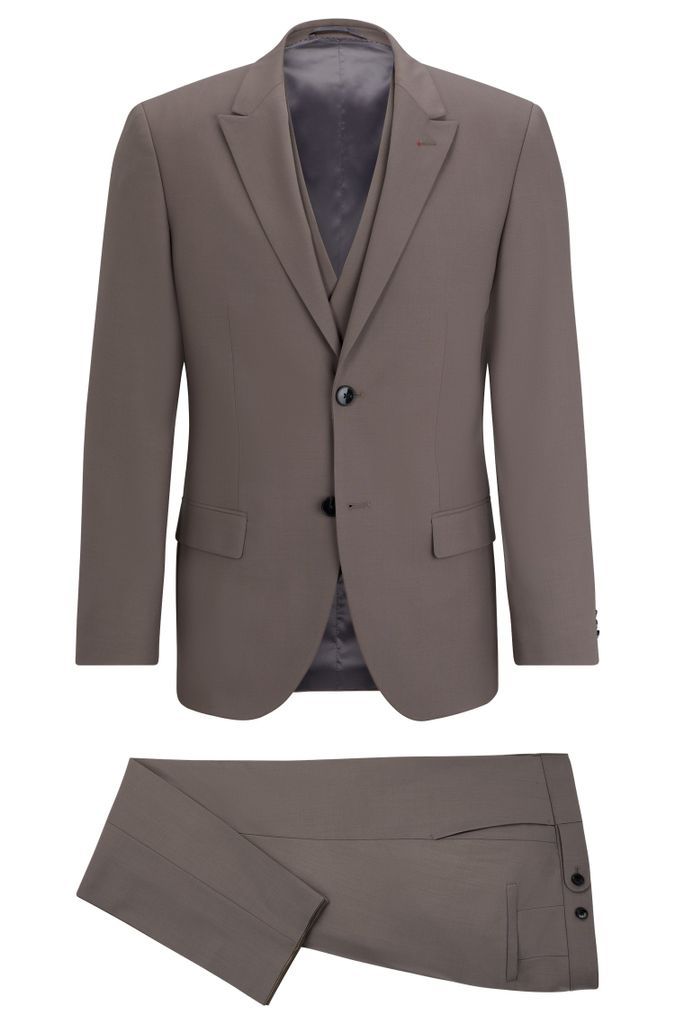 Three-piece slim-fit suit with double-breasted waistcoat