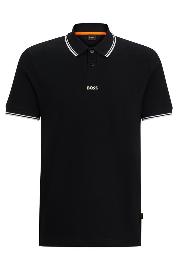 Cotton-piqué polo shirt with contrast logo and tipping