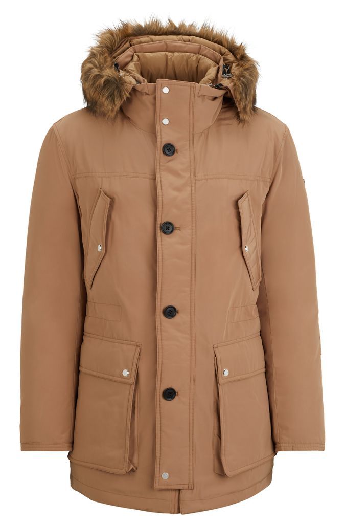 Water-repellent hooded down jacket with double-monogram trim