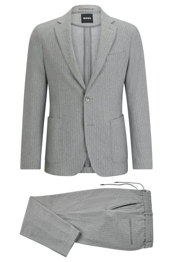 Slim-fit suit in striped stretch cotton