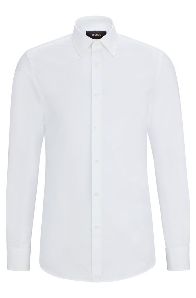 Slim-fit shirt in Italian-made structured stretch cotton
