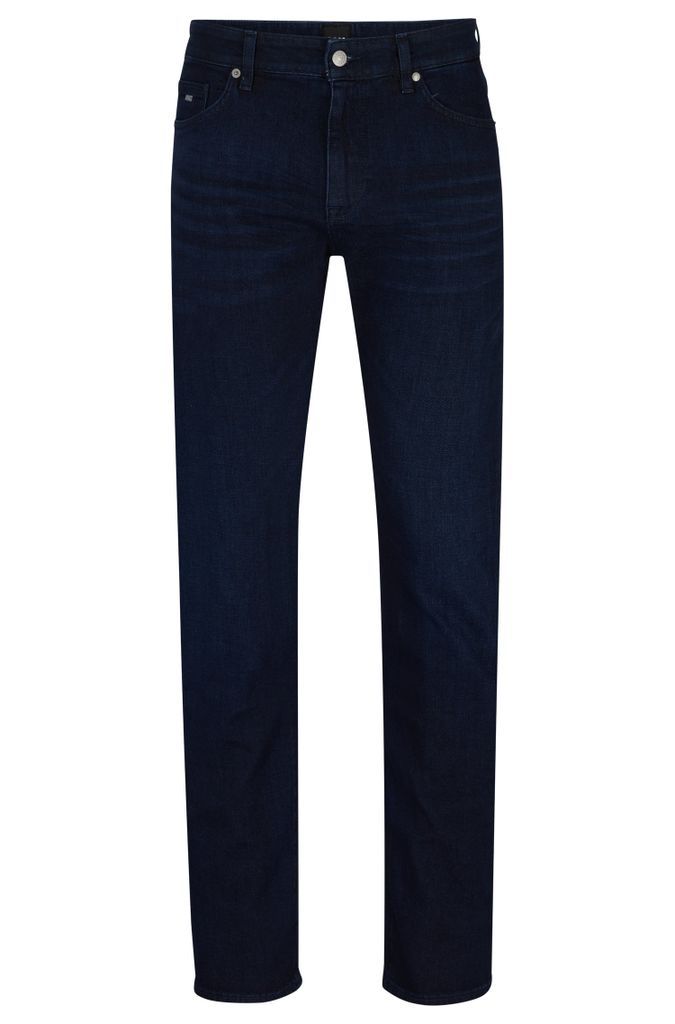Regular-fit jeans in dark-blue cashmere-touch denim
