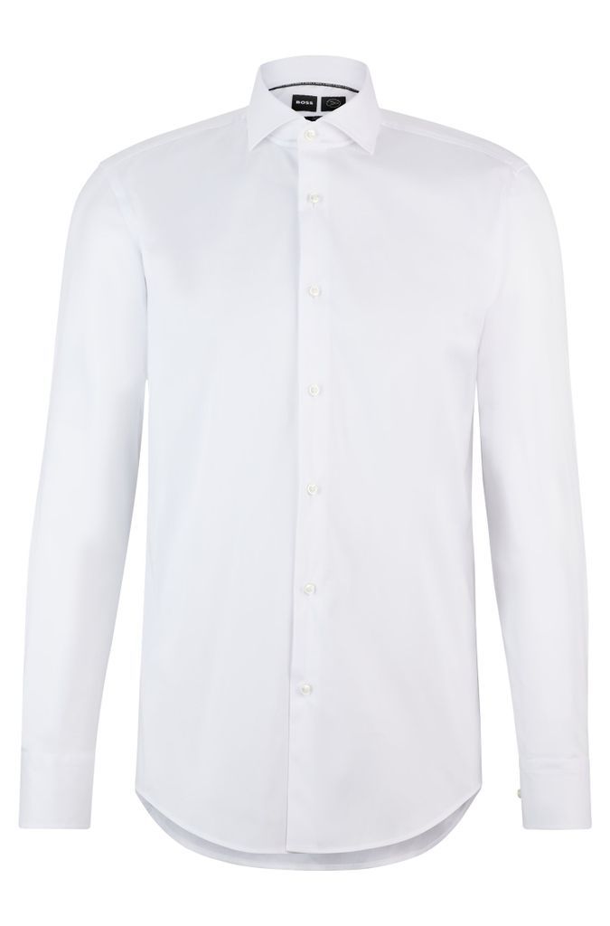 Slim-fit shirt in easy-iron cotton-blend poplin